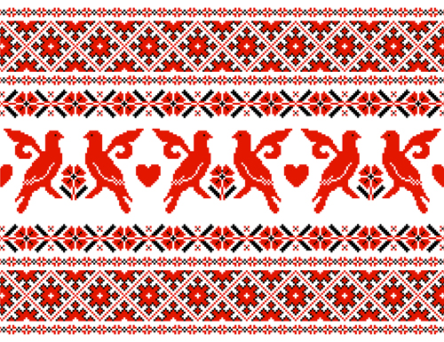 Ukraine style fabric pattern vector 03