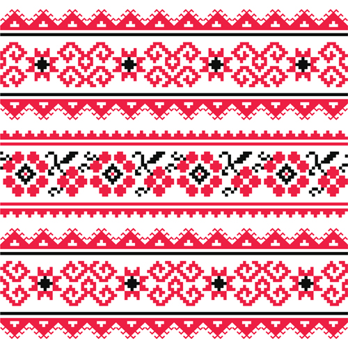 Ukraine style fabric pattern vector 04 free download