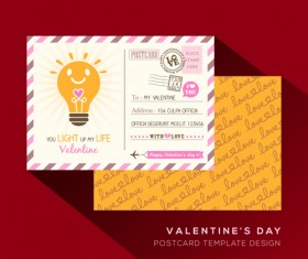 Valentine postcard template elegant design 01
