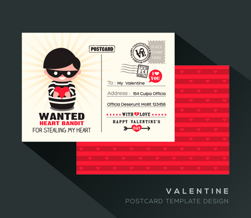Valentine postcard template elegant design 03