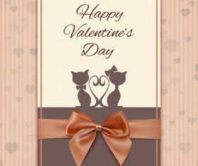 Valentines Day cards with ornate bow vector 02