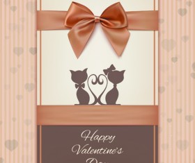 Valentines Day cards with ornate bow vector 03