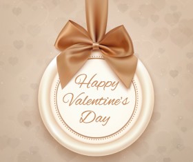 Valentines Day cards with ornate bow vector 04