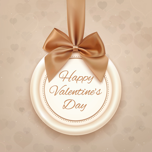 Valentines Day cards with ornate bow vector 04