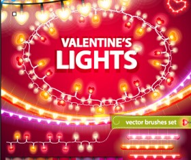 Valentines Day colored light borders with frame vector