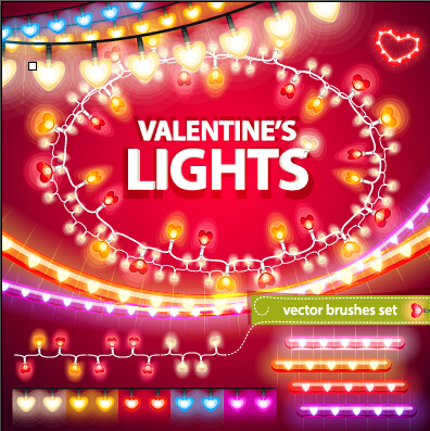 Valentines Day colored light borders with frame vector