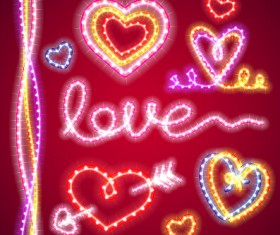 Valentines Day love elements with lights vector