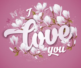 Valentines postcards with beautiful flower vector 01