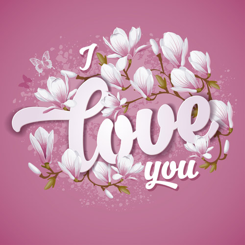 Valentines postcards with beautiful flower vector 01