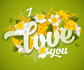 Valentines postcards with beautiful flower vector 02