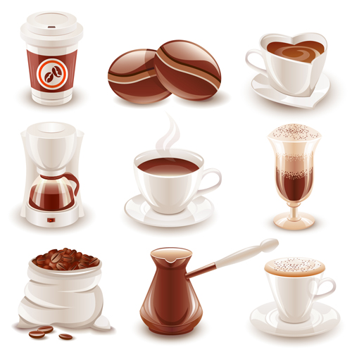 Various coffee drinks vector design