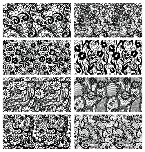 Vector black lace pattern graphics