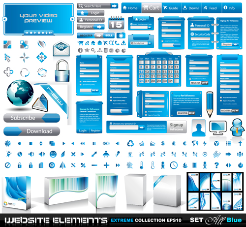 Vector business website elements kit set 03