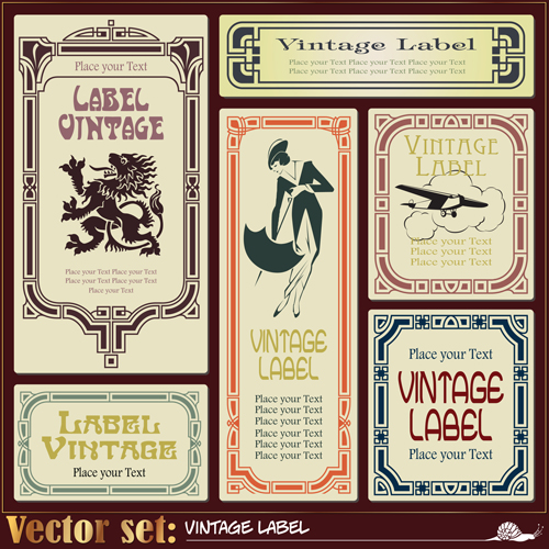 Vector retro frame labels material 01