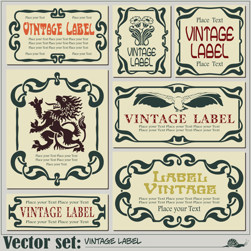Vector retro frame labels material 02