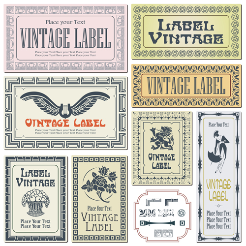 Vector retro frame labels material 05