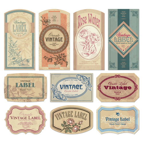 Vintage paper labels vectors set