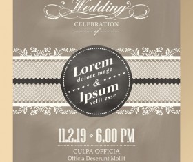 Vintage wedding Invitation cards vectors 01