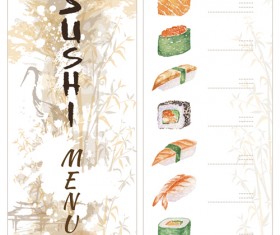 Watercolor sushi menu vector