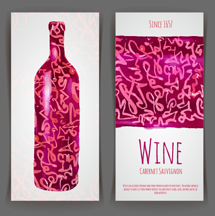 Watercolor wine stickers creative vector 01