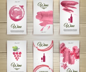 Watercolor wine stickers creative vector 03