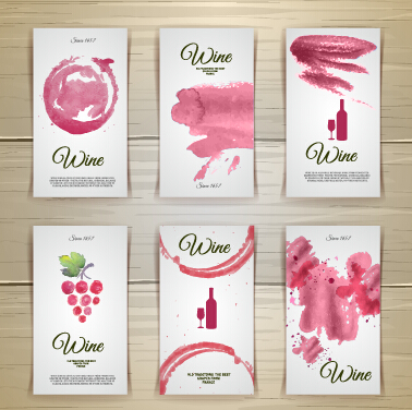 Watercolor wine stickers creative vector 03