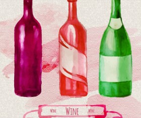 Watercolor wine stickers creative vector 06