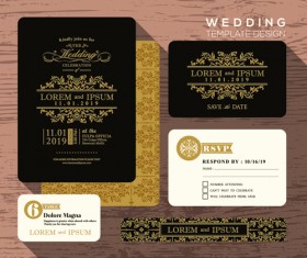 Wedding cards template ornate vector 02