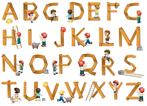 Wooden Alphabet With Child Vector Free Download