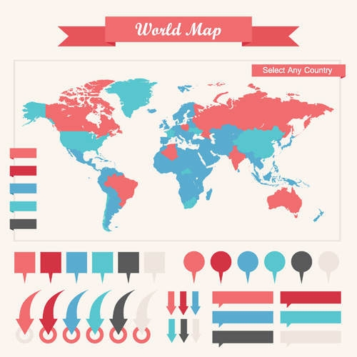 World map with business infographic vector 03