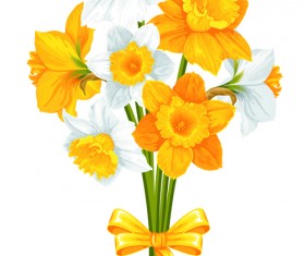 Yellow and white flowers 01 vector
