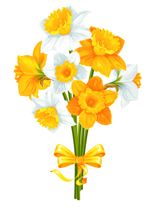 Yellow and white flowers 01 vector