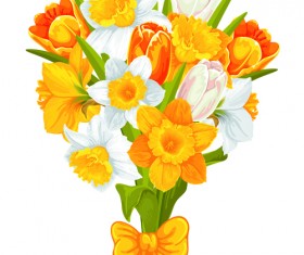 Yellow and white flowers 02 vector