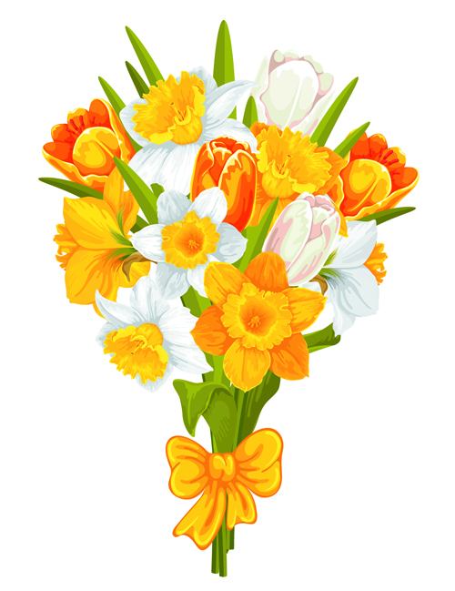 Yellow and white flowers 02 vector