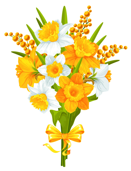 Yellow and white flowers 03 vector