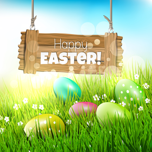 2015 easter with spring background vector 03