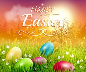 2015 easter with spring background vector 04
