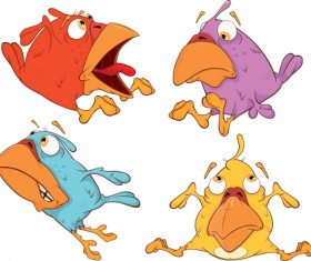 Amusing cartoon birds vector design 01