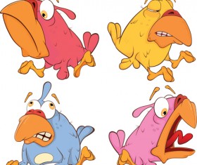 Amusing cartoon birds vector design 02