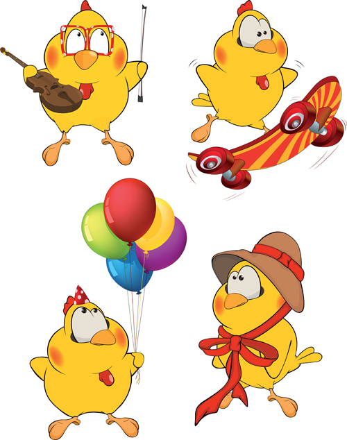 Amusing cartoon birds vector design 03