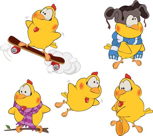 Amusing cartoon birds vector design 04