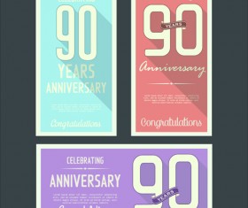 Anniversary celebrating vintage flat cards vector 02