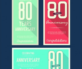 Anniversary celebrating vintage flat cards vector 03