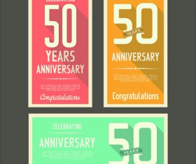 Anniversary celebrating vintage flat cards vector 04