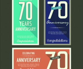 Anniversary celebrating vintage flat cards vector 06