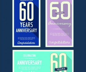 Anniversary celebrating vintage flat cards vector 09