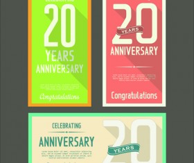 Anniversary celebrating vintage flat cards vector 10
