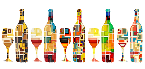 Art wine bottle background vector material 02