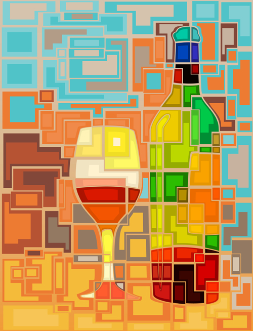 Art wine bottle background vector material 03