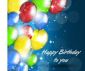Balloons with confetti happy birthday cards vector 01